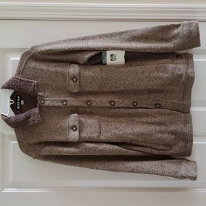 Mens REEF Knit Sweater Fleece Top Jacket Size Small Coriander Sherpa Collar NWT